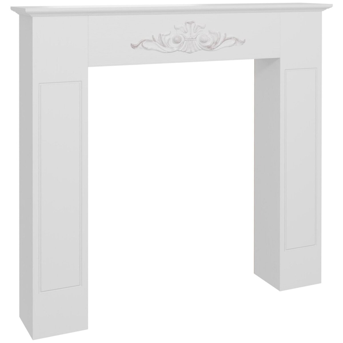 HOMCOM Manteau de cheminée style baroque - dim. 101L x 19l x 100H cm - bois de sapin blanc effet vieilli