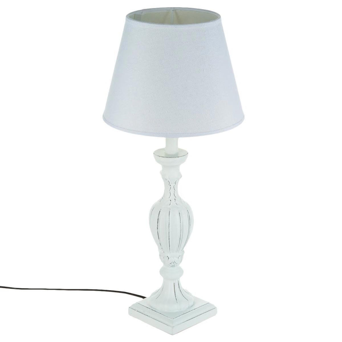 ATMOSPHERA Lampe en Bois Patiné  Cabeloh  55cm Blanc