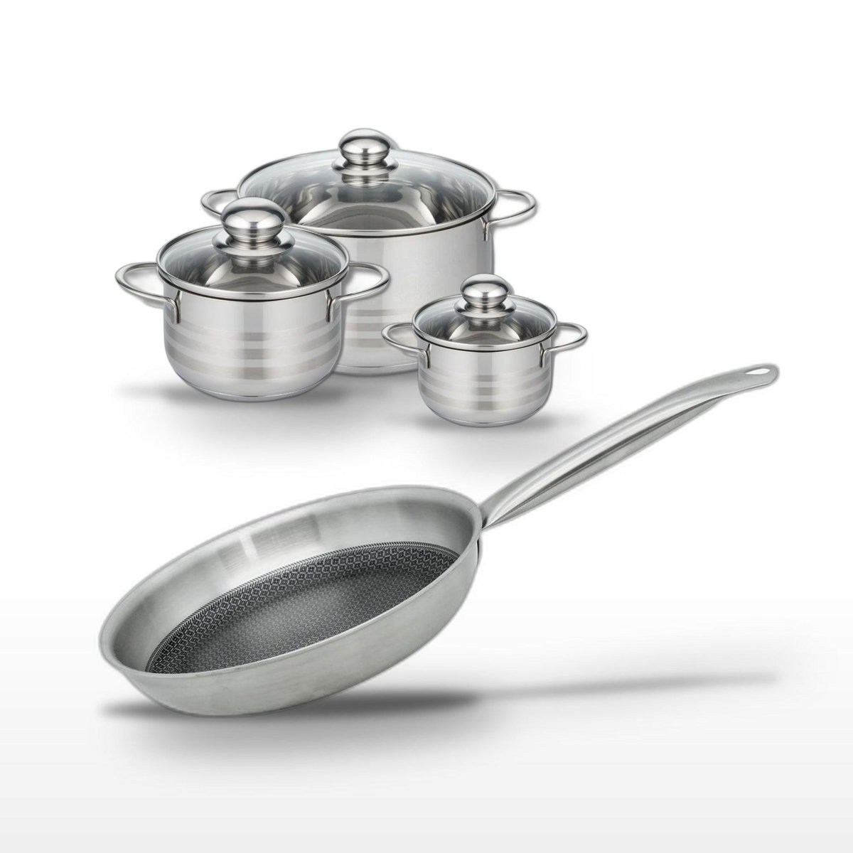 ELO Lot 1 Poêle 28 cm et 3 Faitouts 12/16/24 cm Elo Relief Solution