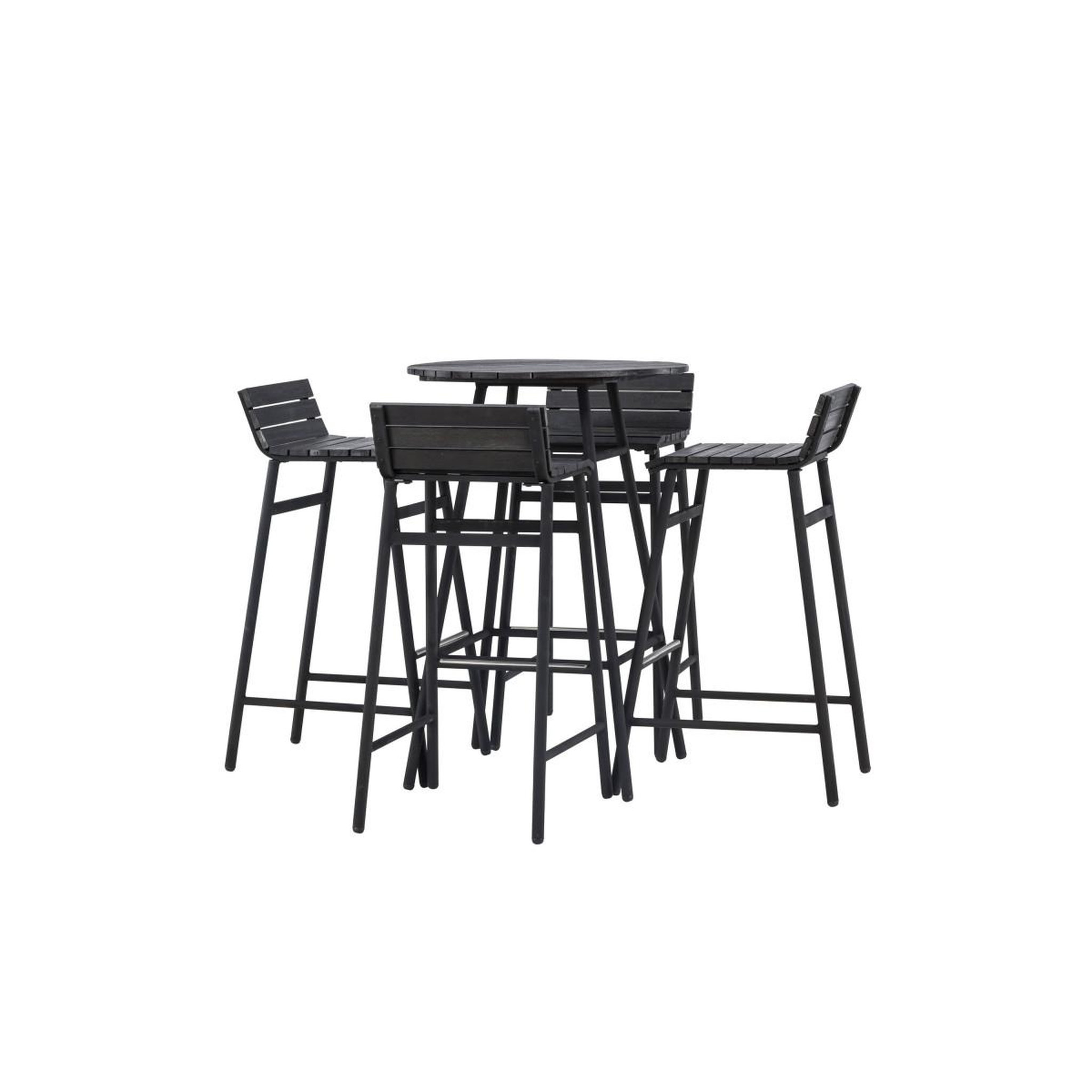 Voir la diapositive 3 : Paris Prix Ensemble Table de Bar de Jardin & 4 Tabourets  Mexico  95cm Noir