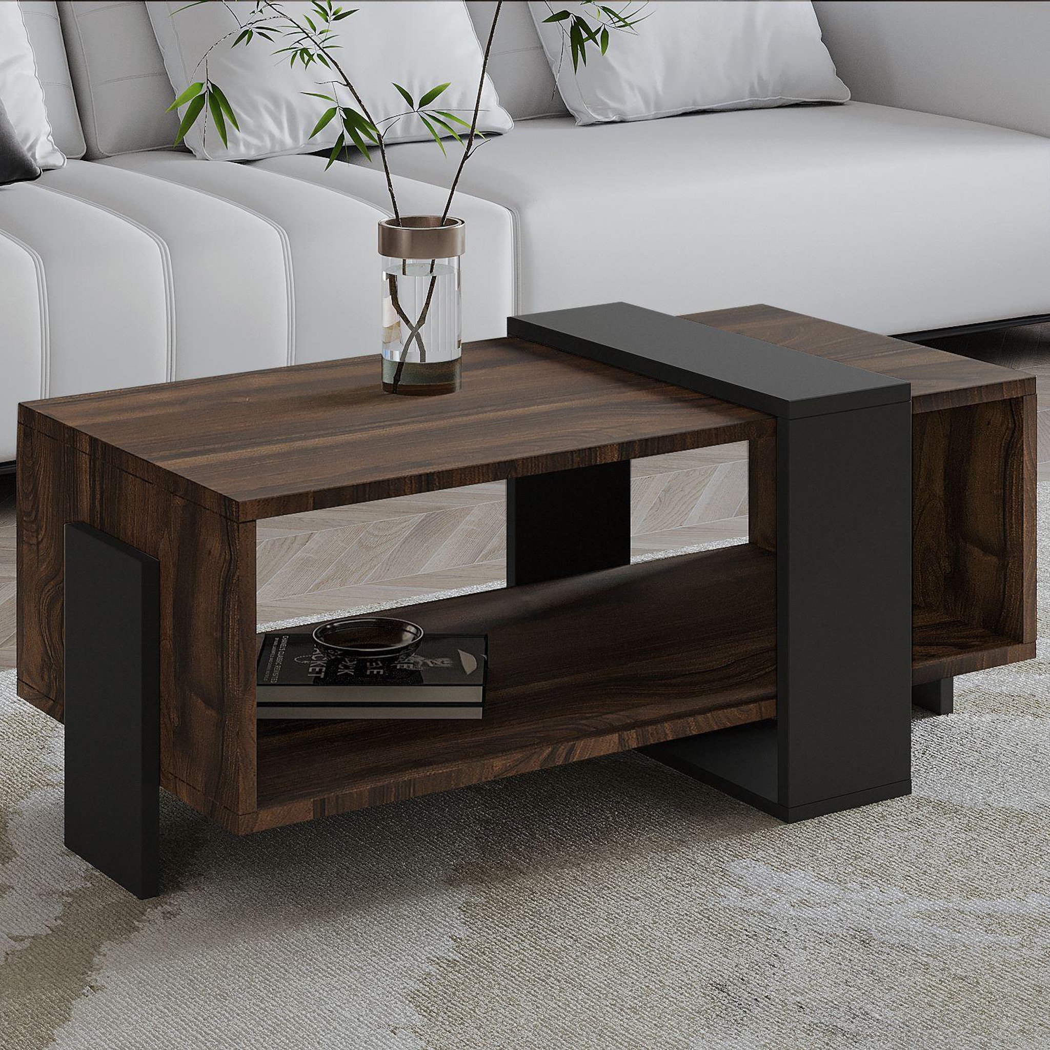 Voir la diapositive 2 : Habitat et Jardin Table basse en bois  meleni  - 90 x 49 x 40 cm - marron