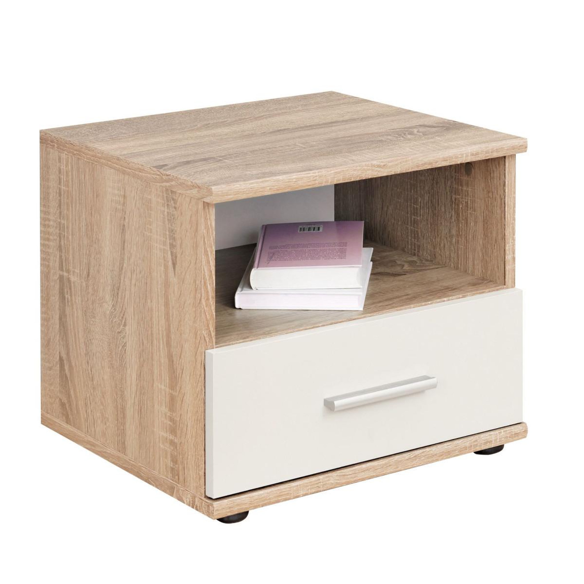 Paris Prix Table de chevet  dino  45cm chêne & blanc