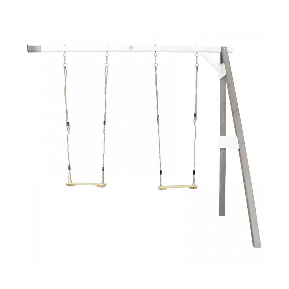 Axi House AXI Portique mural en bois Gris Blanc 2 balançoires 160x244x207cm