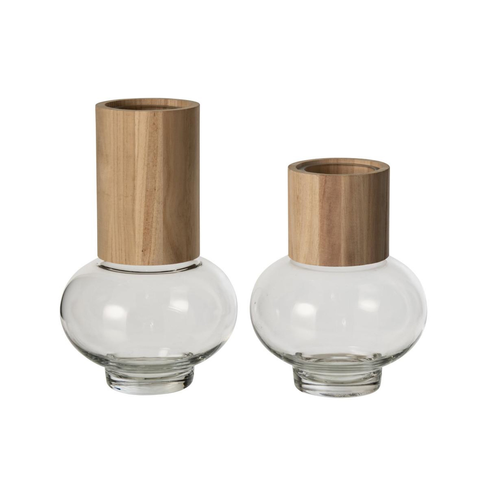 Voir la diapositive 2 : J-LINE Vase design en verre  nadia  22cm naturel