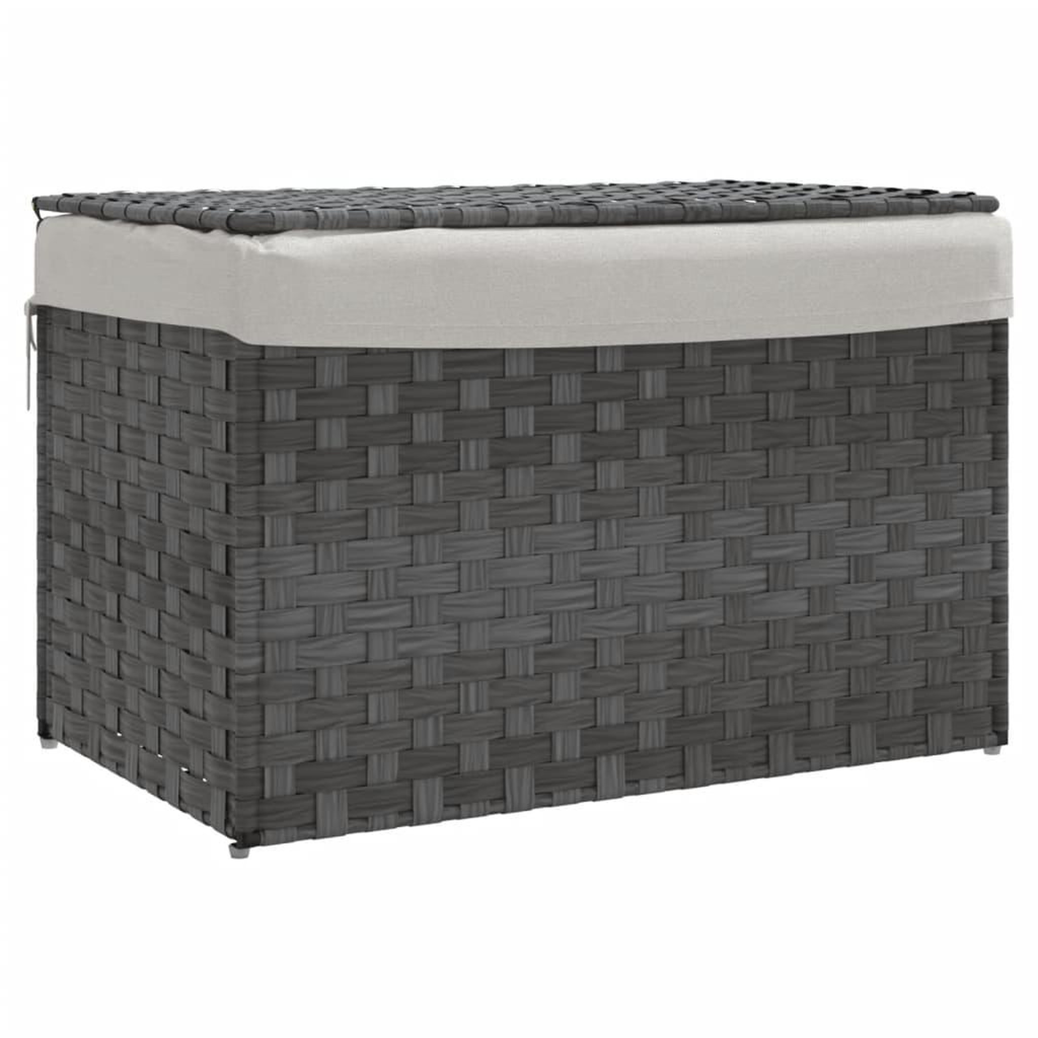 Voir la diapositive 2 : VIDAXL Panier a linge avec couvercle gris 55,5x35x34 cm resine tressee