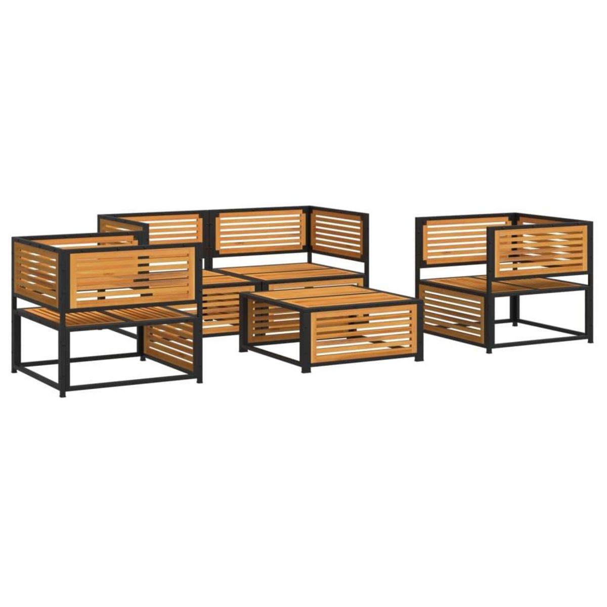 VIDAXL Salon de jardin avec coussins 5 pcs Bois d'acacia solide