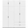 Voir la diapositive 4 : ID MARKET Armoire 4 portes MINA blanc penderie 160 cm avec 2 rangements hauts et 2 tiroirs