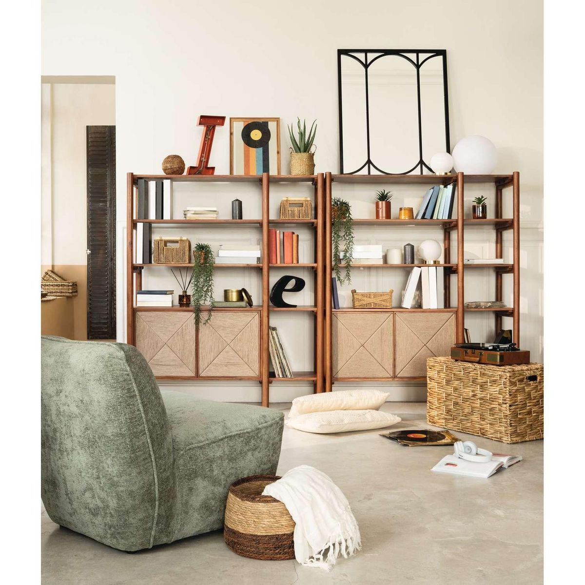 ATMOSPHERA Bibliothèque 2 portes en bois APALA - Marron