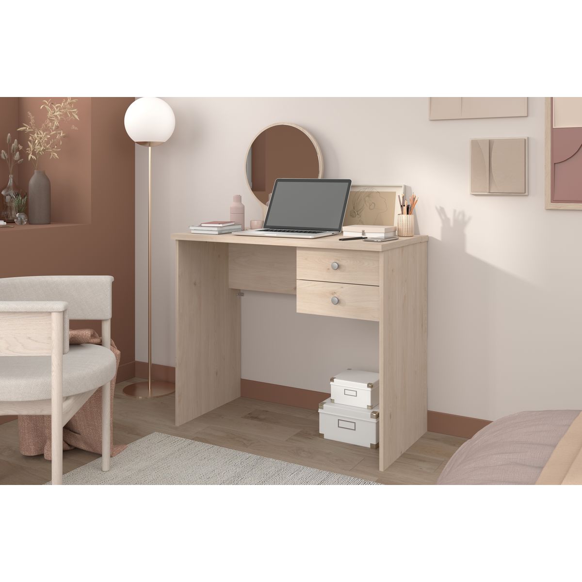 Coiffeuse 1 miroir 2 tiroirs ELISE