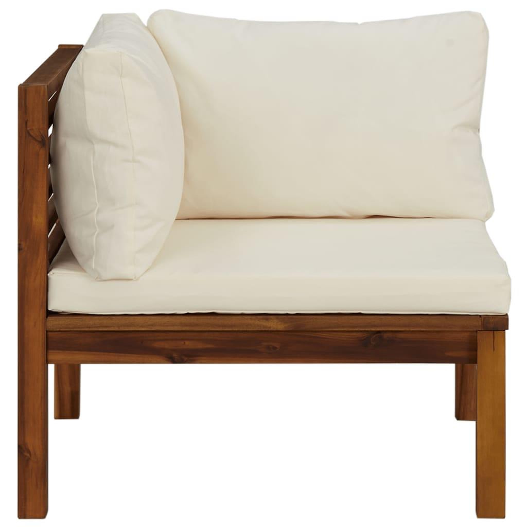 Voir la diapositive 3 : VIDAXL Canape d'angle sectionnel et coussin blanc creme Bois d'acacia