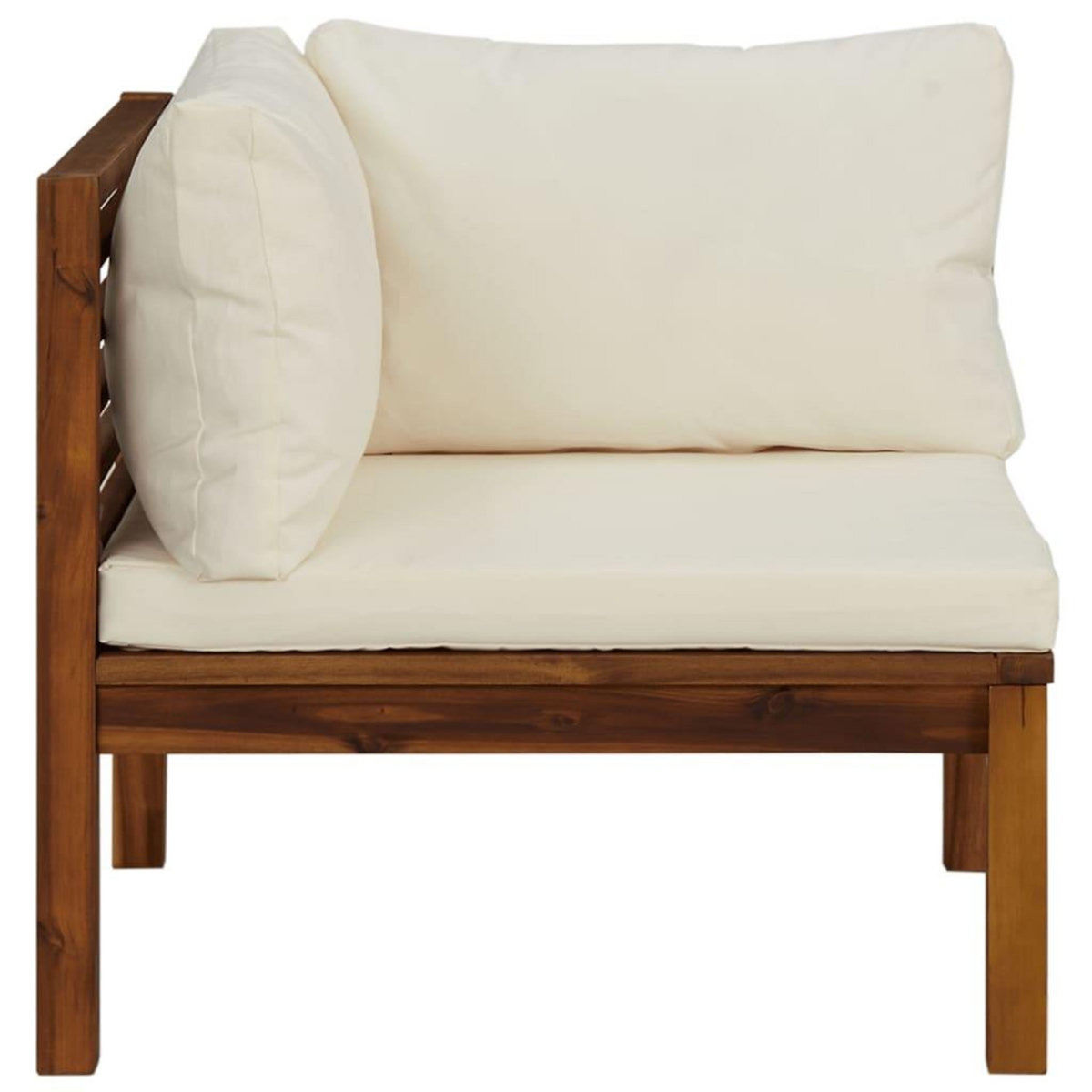 VIDAXL Canape d'angle sectionnel et coussin blanc creme Bois d'acacia