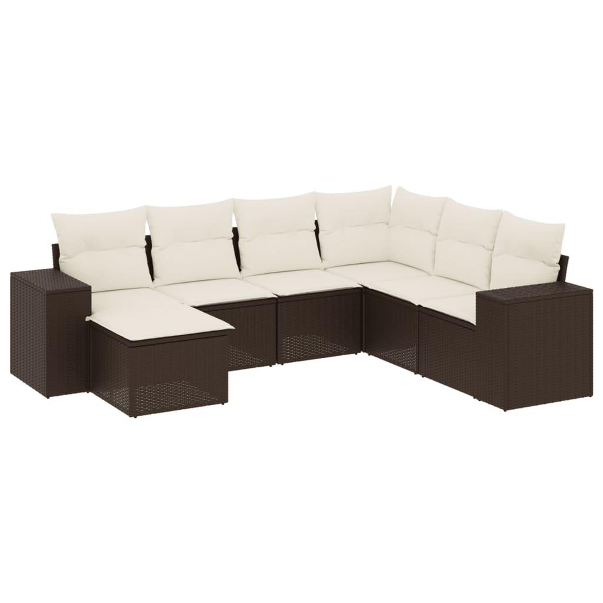 Voir la diapositive 2 : VIDAXL Salon de jardin avec coussins 7 pcs marron resine tressee