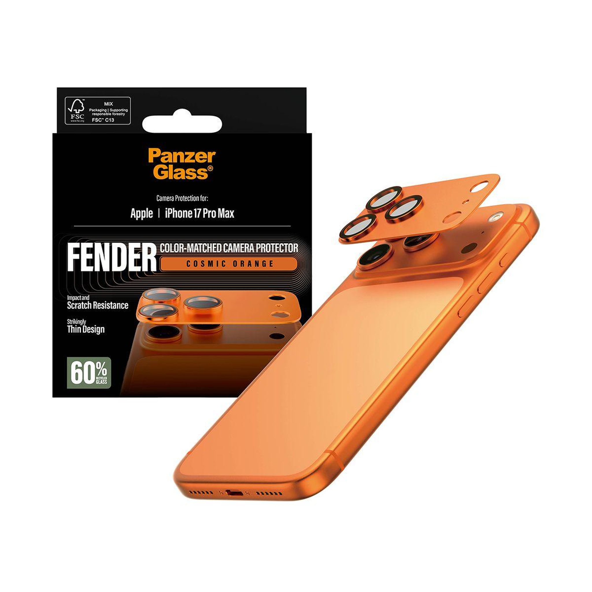 Voir la diapositive 5 : PANZERGLASS Protège objectif iphone 17 pro max protège obj orange