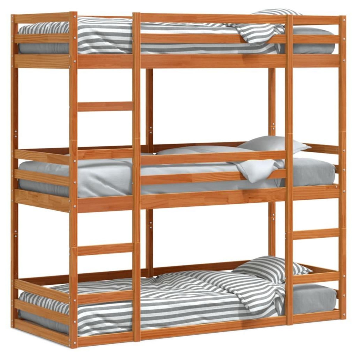 VIDAXL Lit superpose triple sans matelas 90x200 cm bois de pin massif