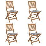 VIDAXL Chaises pliables de jardin lot de 4 avec coussins Bois d'acacia