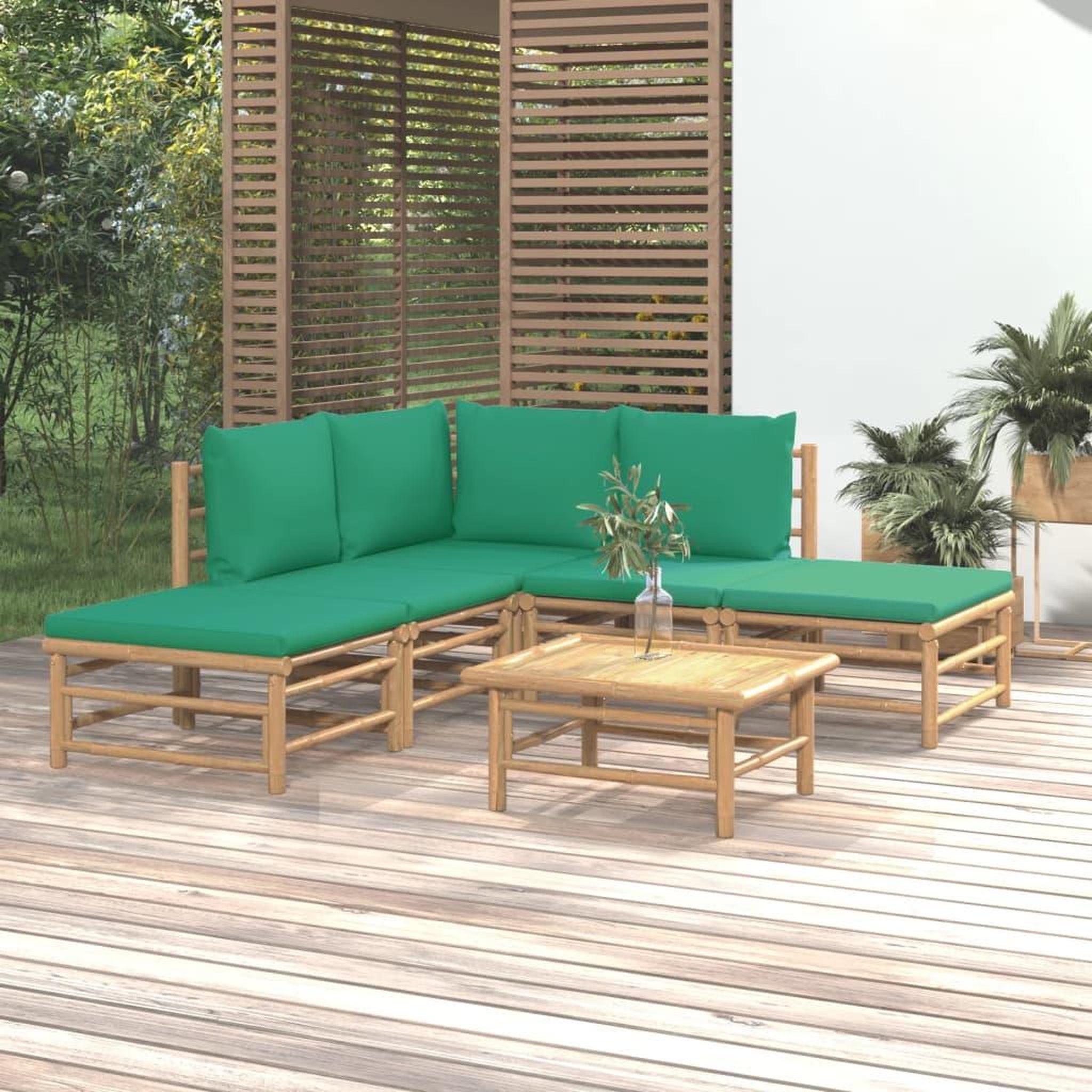 Voir la diapositive 1 : VIDAXL Salon de jardin 6 pcs avec coussins vert bambou