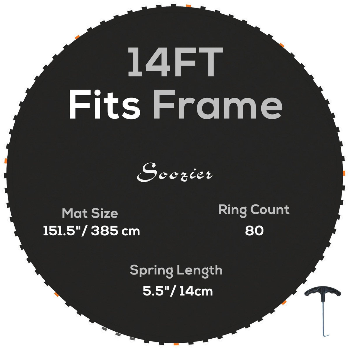 HOMCOM Tapis de rechange trampoline Ø 4,3 m ressorts 14 cm outil 80 crochets en V inclus