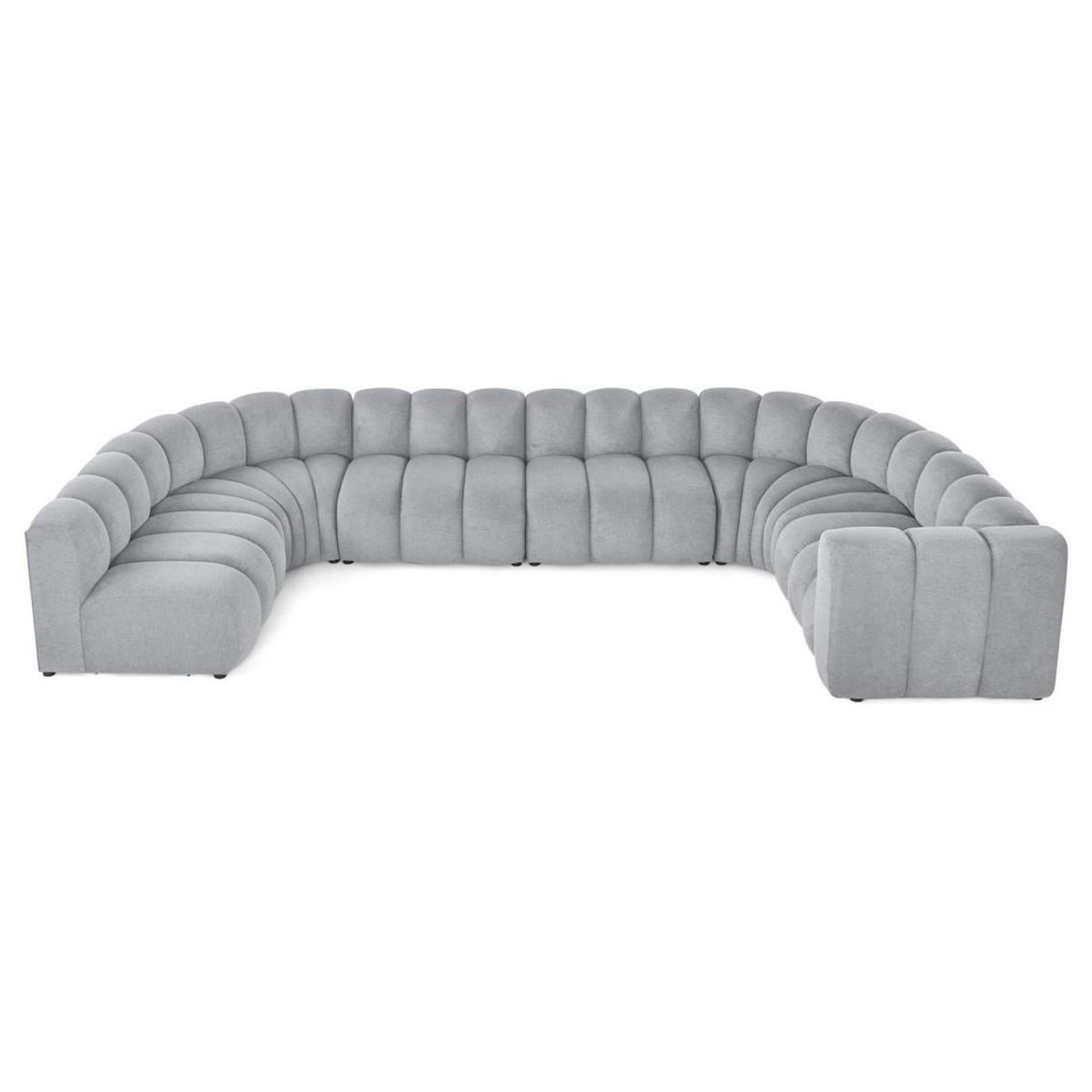 LISA DESIGN Debbie - canapé modulable panoramique d'angle gauche 7 places en tissu texturé