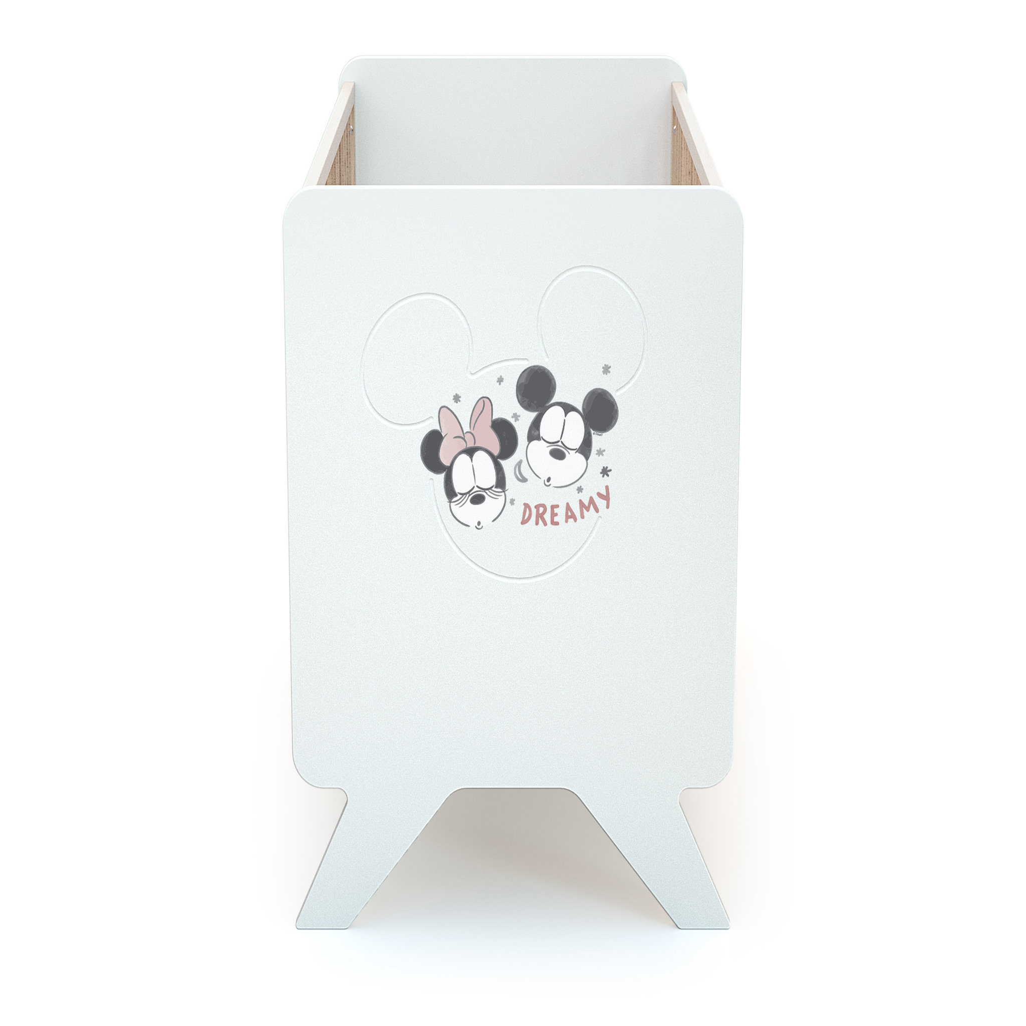 Voir la diapositive 3 : AT4 Lit bébé 60x120 cm MICKEY ET MINNIE DISNEY Blanc et Hêtre