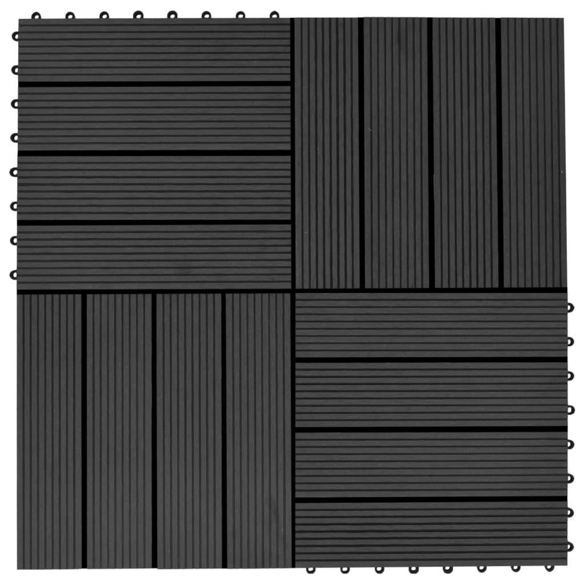 VIDAXL Carreaux de terrasse 22 pcs 30 x 30 cm 2 m^2 WPC Noir