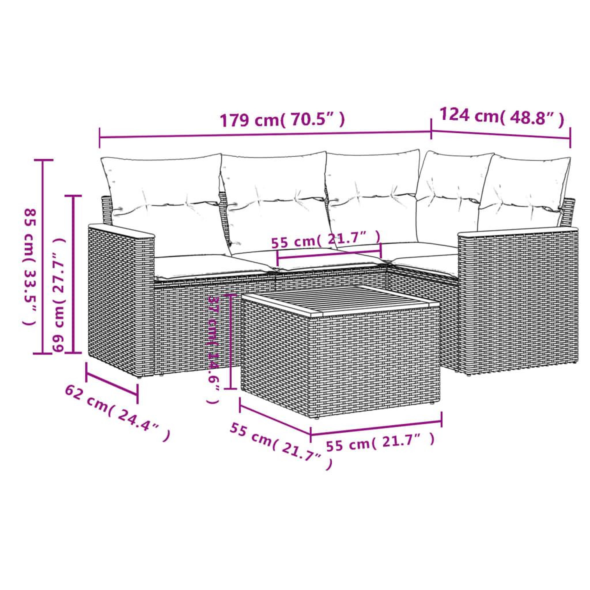 Voir la diapositive 4 : VIDAXL Salon de jardin avec coussins 5 pcs beige resine tressee