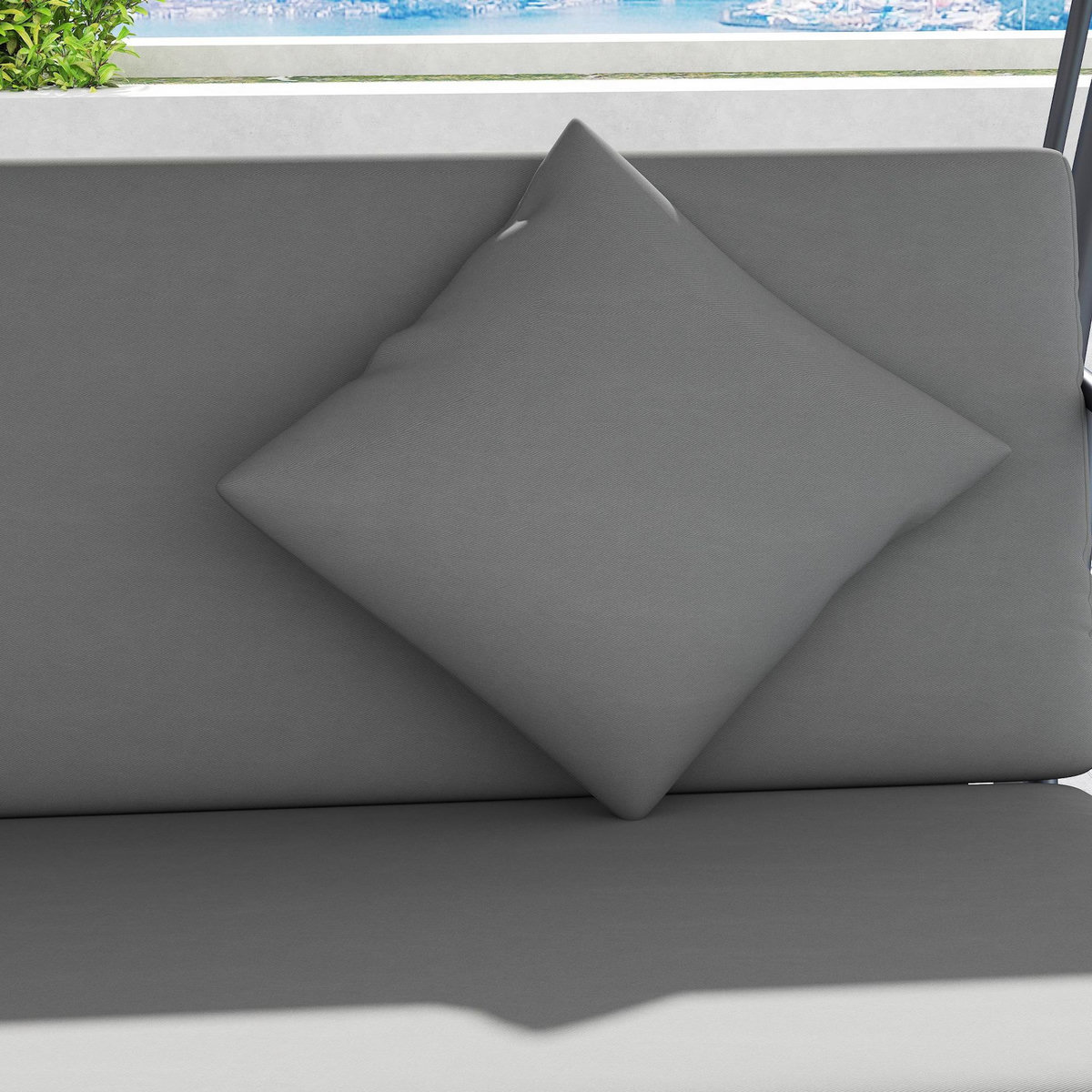 OUTSUNNY Balancelle de jardin convertible 3 places grand confort inclinaison toit réglable matelas fourni métal polyester gris clair