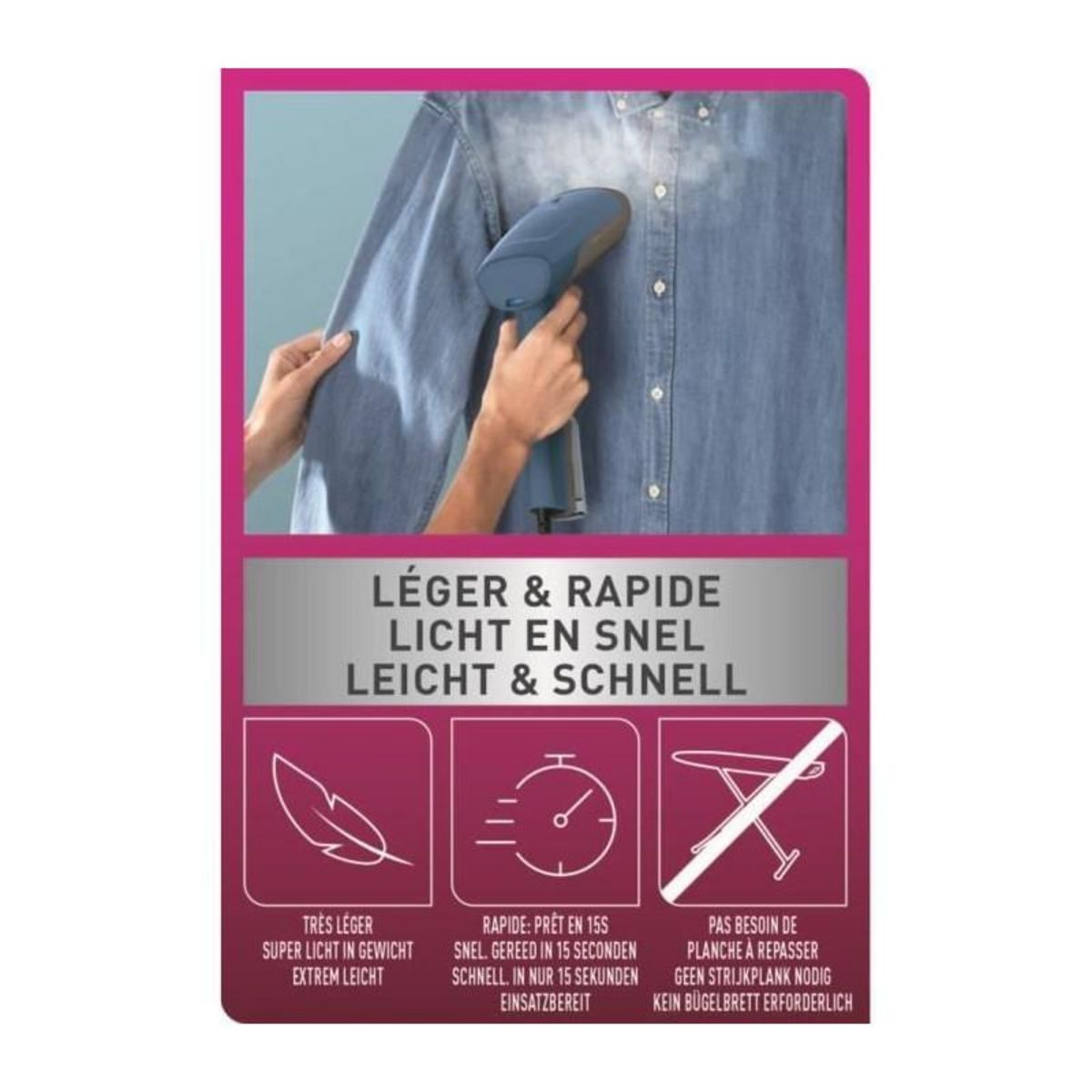 CALOR CALOR DT6150C0 Access Steam First Defroisseur vapeur, Chauffe en 15 sec, Vapeur continue 20 g/min, Assainissant, Reservoir 70 ml