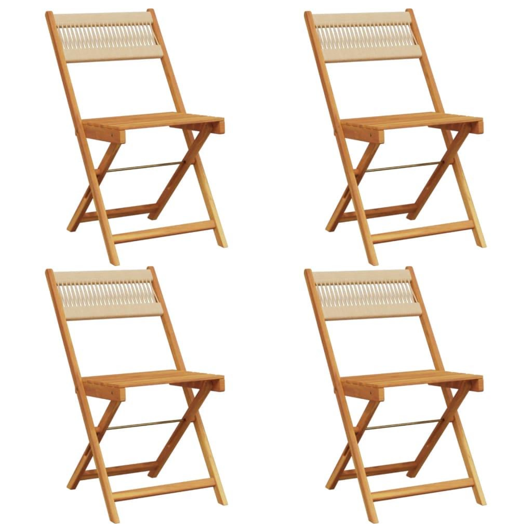 Voir la diapositive 2 : VIDAXL Chaises de jardin pliantes lot de 4 beige bois d'acacia massif
