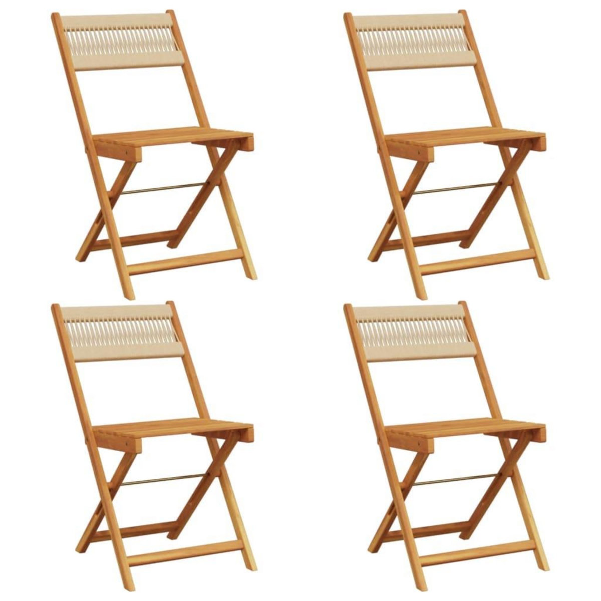 VIDAXL Chaises de jardin pliantes lot de 4 beige bois d'acacia massif