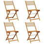 Voir la diapositive 2 : VIDAXL Chaises de jardin pliantes lot de 4 beige bois d'acacia massif