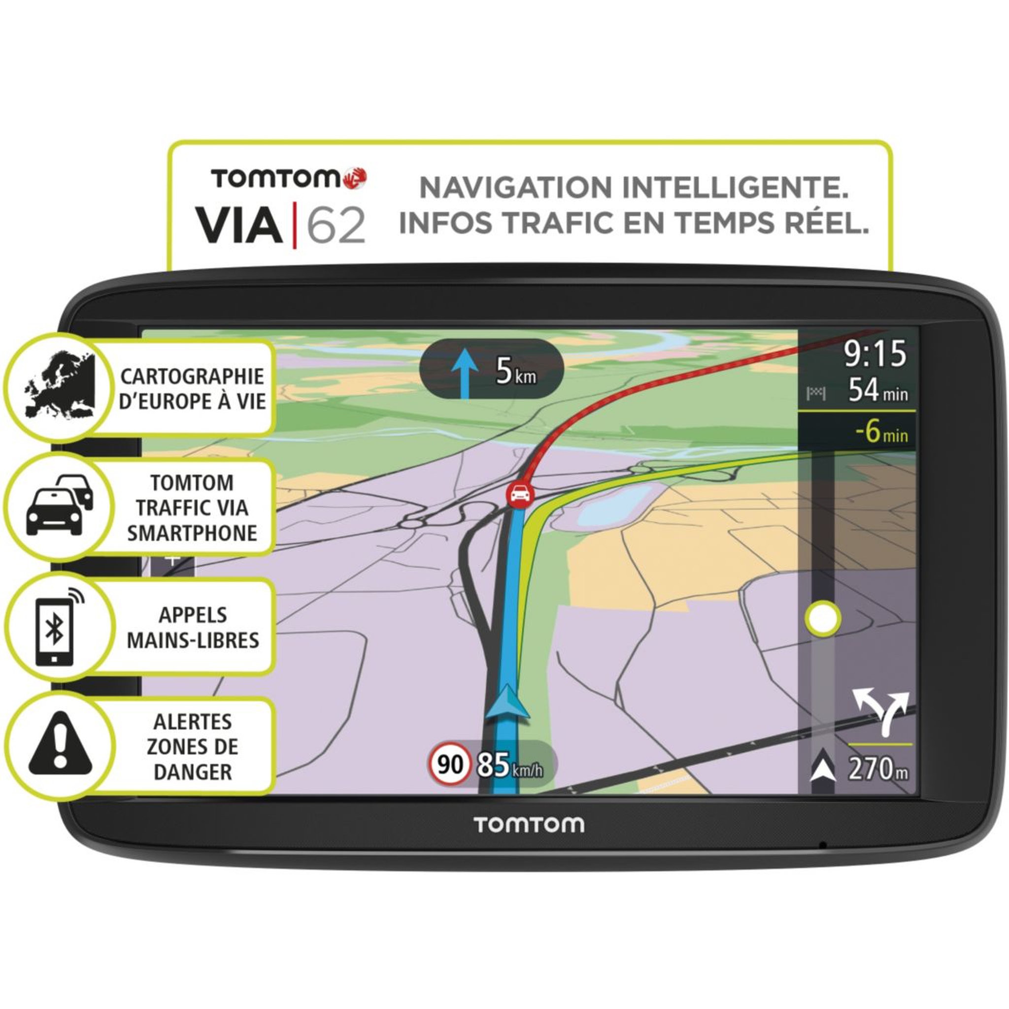 Voir la diapositive 1 : Tomtom GPS Via 62 Europe 48 pays
