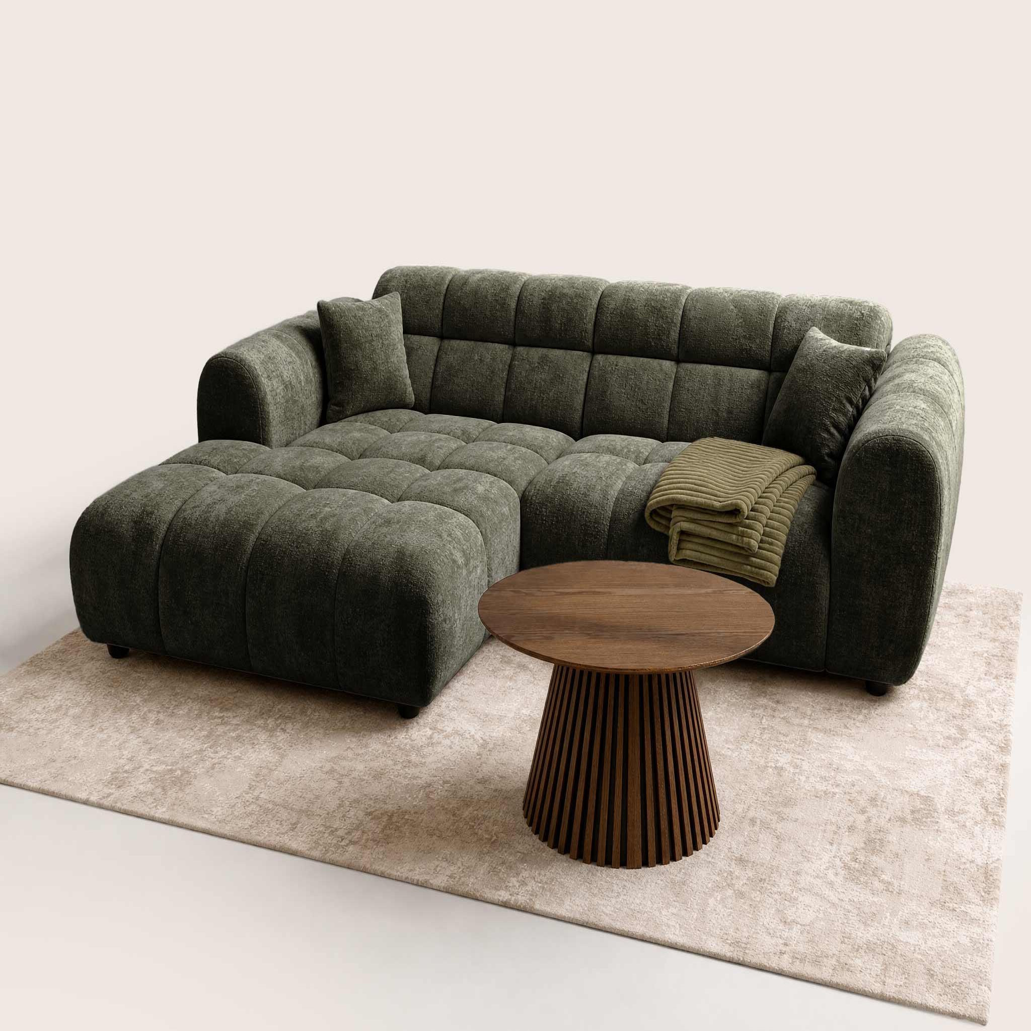 Voir la diapositive 2 : BEST MOBILIER Mini ray - canapé d'angle gauche 4 places en tissu texturé