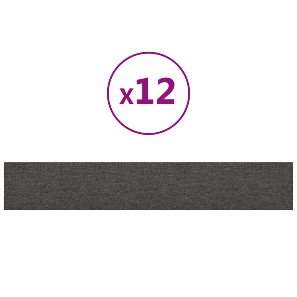 VIDAXL Panneaux muraux 12 pcs Gris fonce 90x15 cm Tissu 1,62 m²