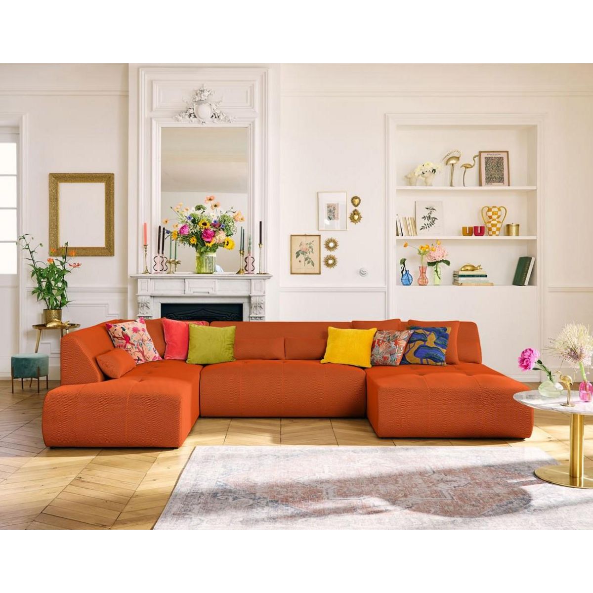 LISA DESIGN Onyx - canapé panoramique d'angle gauche - 7 places - en tissu mailles 3d