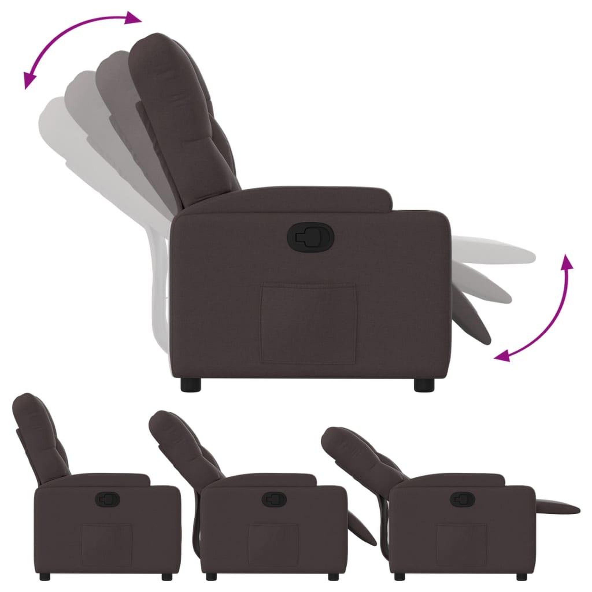 Voir la diapositive 4 : VIDAXL Fauteuil inclinable Marron fonce Tissu