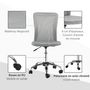 Voir la diapositive 4 : VINSETTO Vinsetto Chaise de bureau ergonomique hauteur réglable piètement chromé pivotant 360° revêtement maille gris