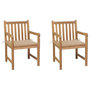 Voir la diapositive 1 : VIDAXL Chaises de jardin lot de 2 et coussins beige Bois teck massif