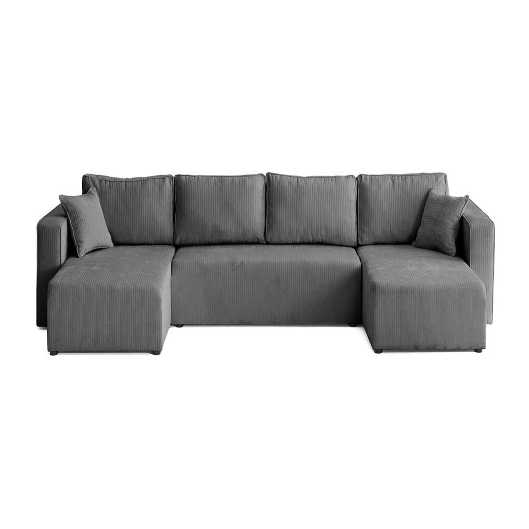 Voir la diapositive 1 : BEST MOBILIER Topaze - canapé panoramique en u - 7 places - convertible avec coffre - en velours côtelé plat
