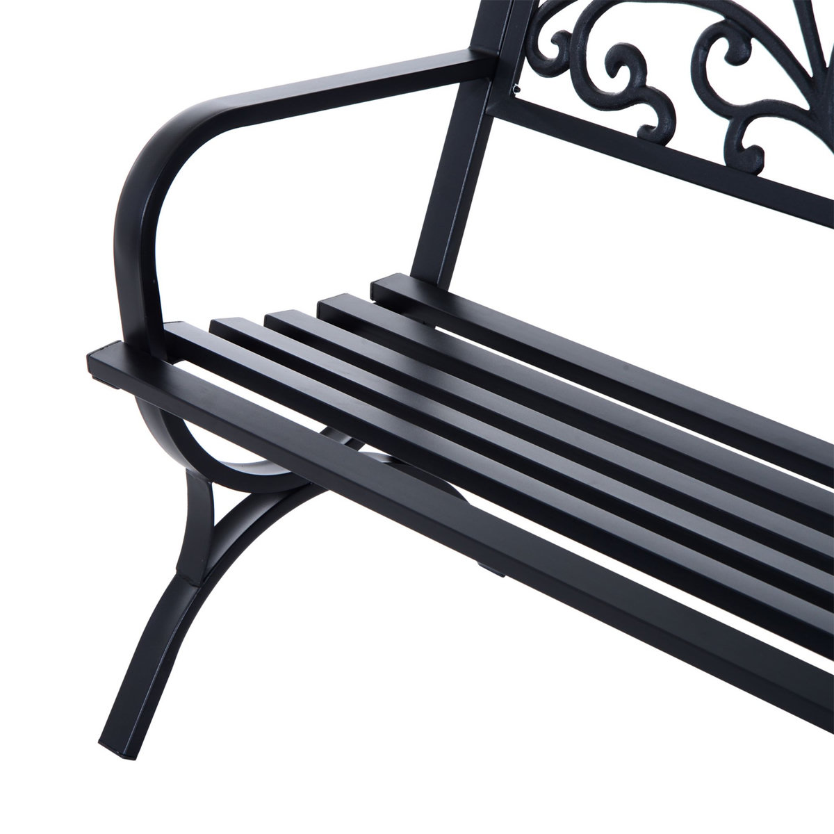 OUTSUNNY Outsunny Banc de Jardin terrasse en Acier Fonte Noir 3 Places 127 x 60 x 85 cm Charge Max 250 Kg