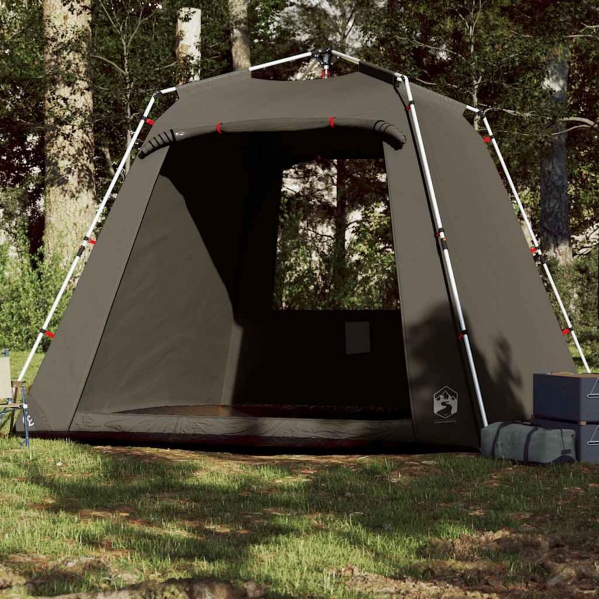 VIDAXL Tente de peche 4 personnes marron liberation rapide
