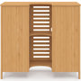 Voir la diapositive 4 : ID MARKET Meuble sous lavabo salle de bain bambou BEA avec placard et 3 tiroirs