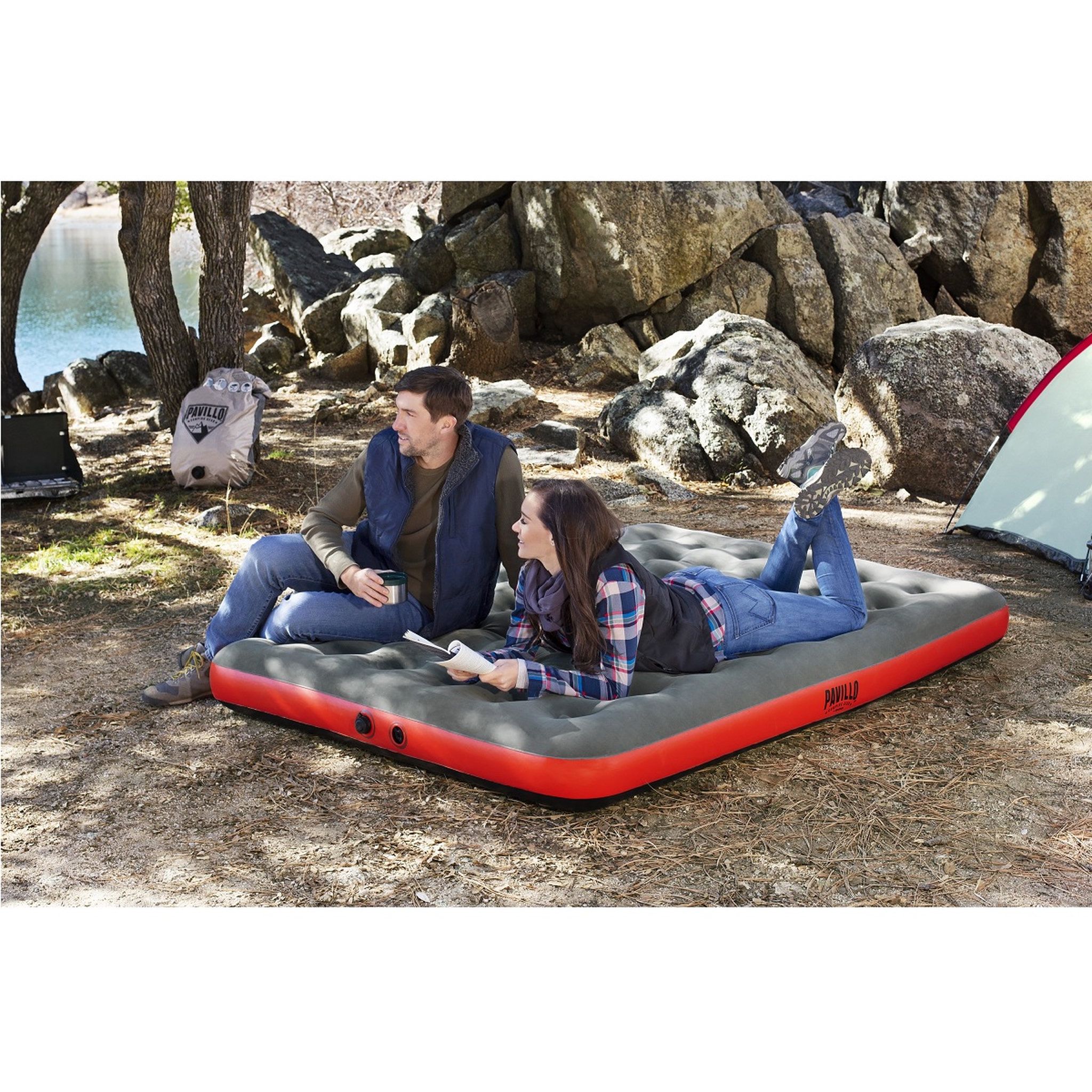 Voir la diapositive 3 : BESTWAY Matelas gonflable 2 personnes Roll & Relax Pavillo&trade; - 203 x 152 x 22 cm