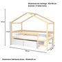 Voir la diapositive 3 : Lit cabane bois massif 90x190 cm avec 2 tiroirs sommier barrière et échelle ELIO