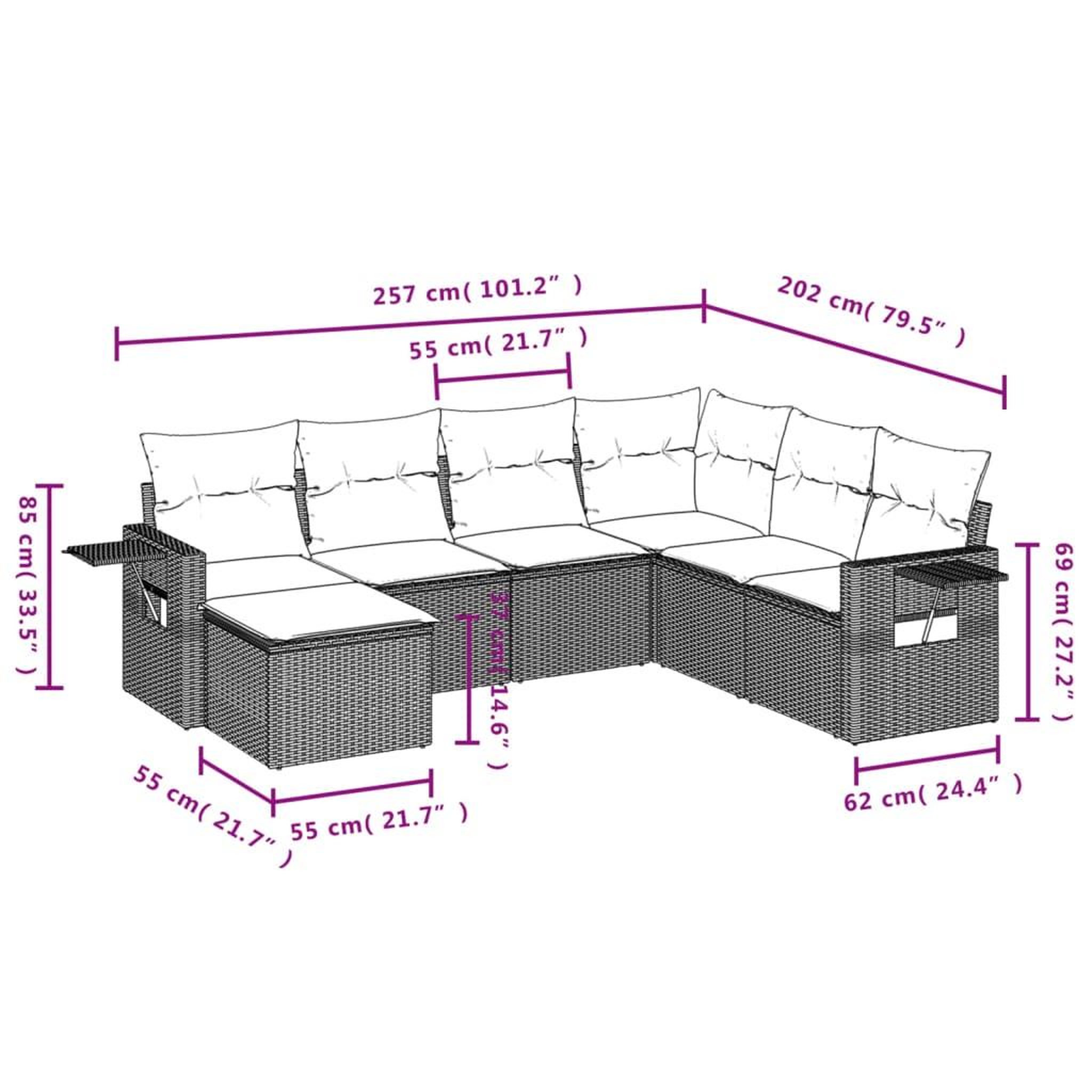 Voir la diapositive 3 : VIDAXL Salon de jardin avec coussins 7 pcs beige resine tressee