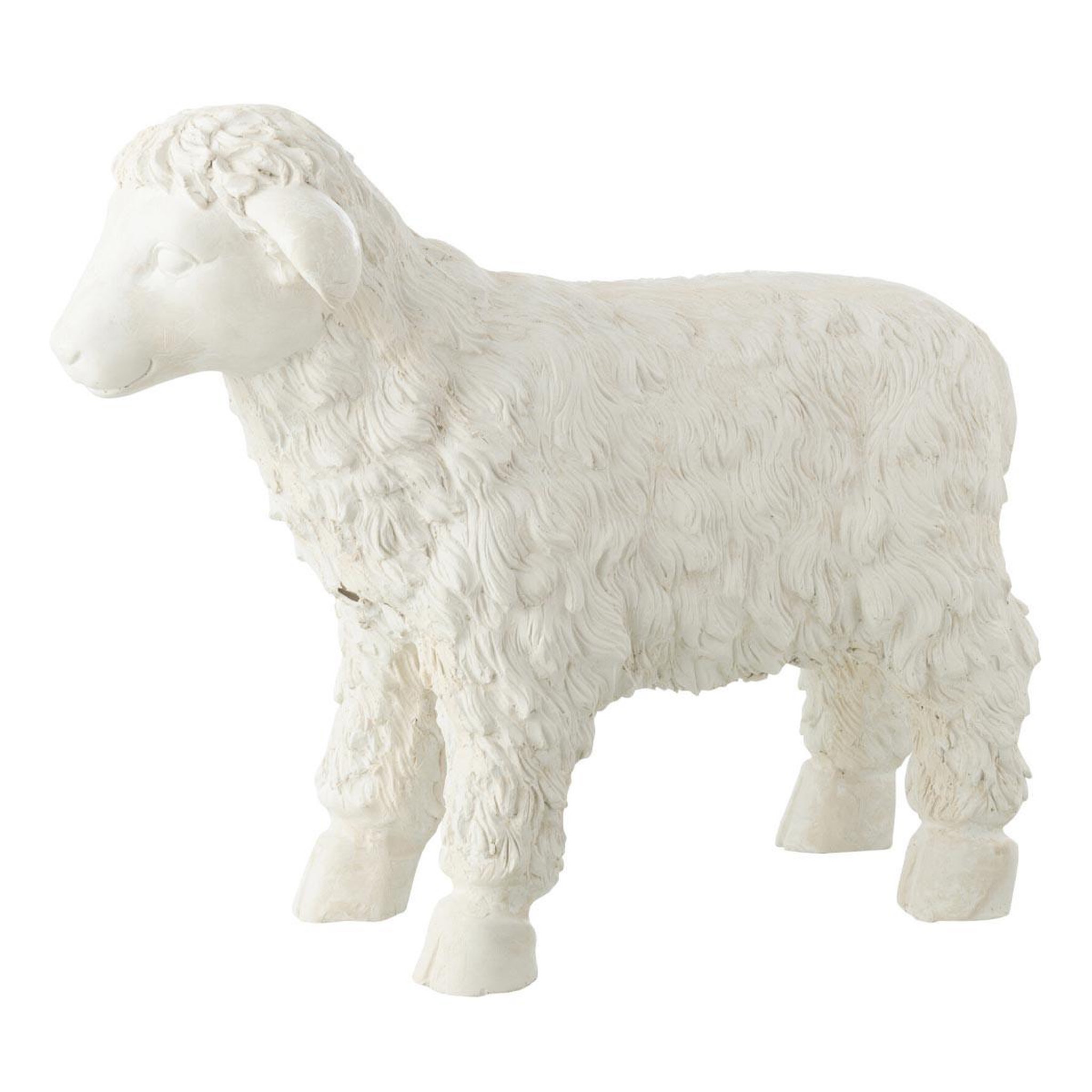 J-LINE Statue déco extérieur  mouton  49cm beige