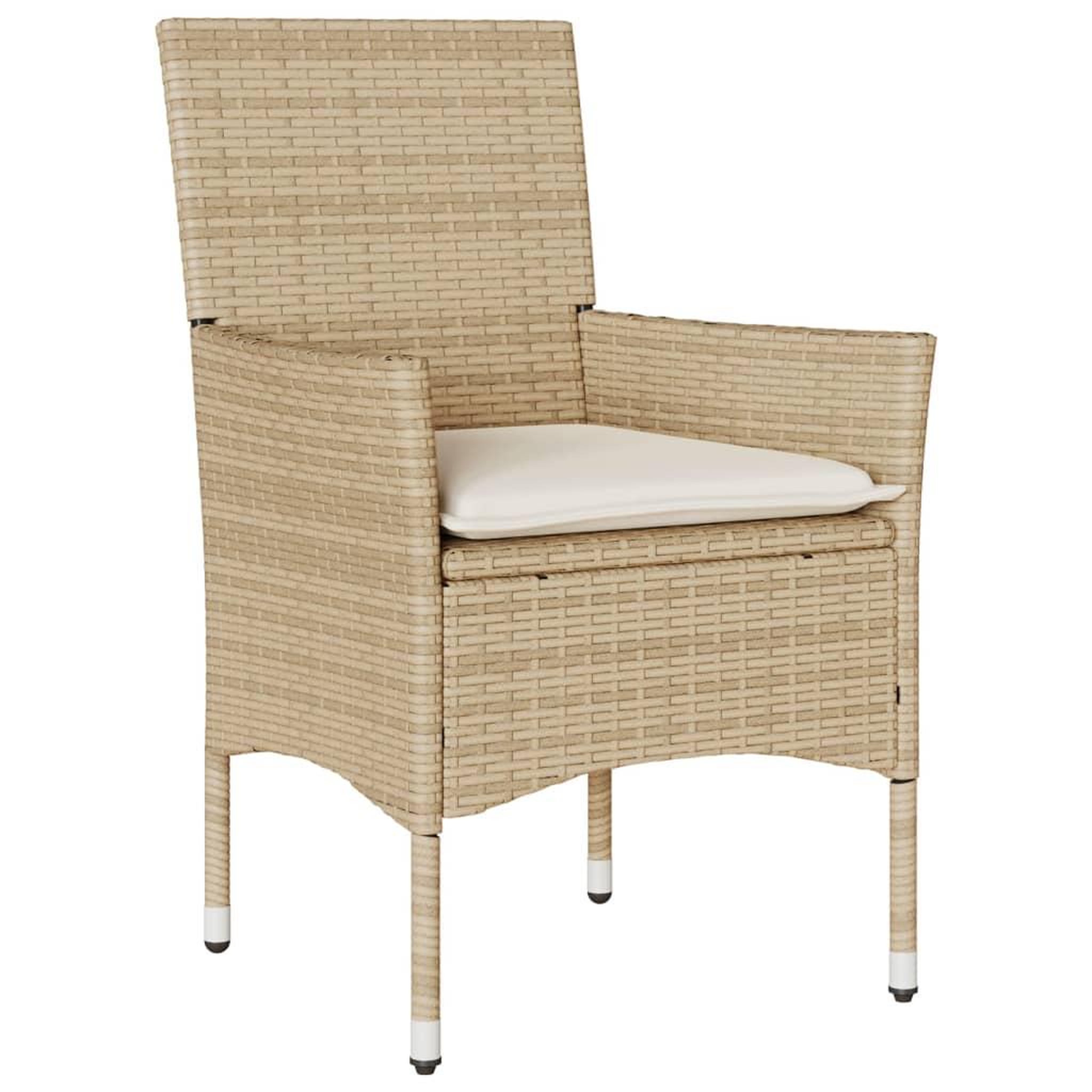 Voir la diapositive 3 : VIDAXL Ensemble a manger de jardin et coussins 5pcs beige rotin acacia