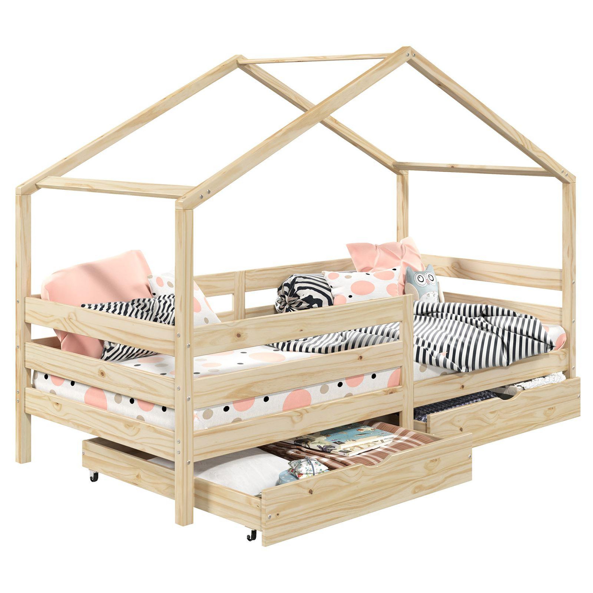 Voir la diapositive 1 : IDIMEX Lit cabane ENA avec tiroirs, 90 x 200 cm en pin massif