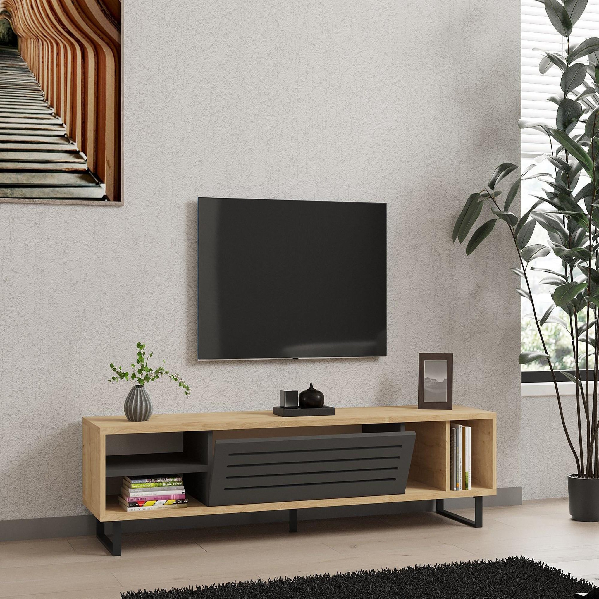 Voir la diapositive 3 : Habitat et Jardin Meuble tv en bois  safir  160 x 40 x 35 cm - saphir