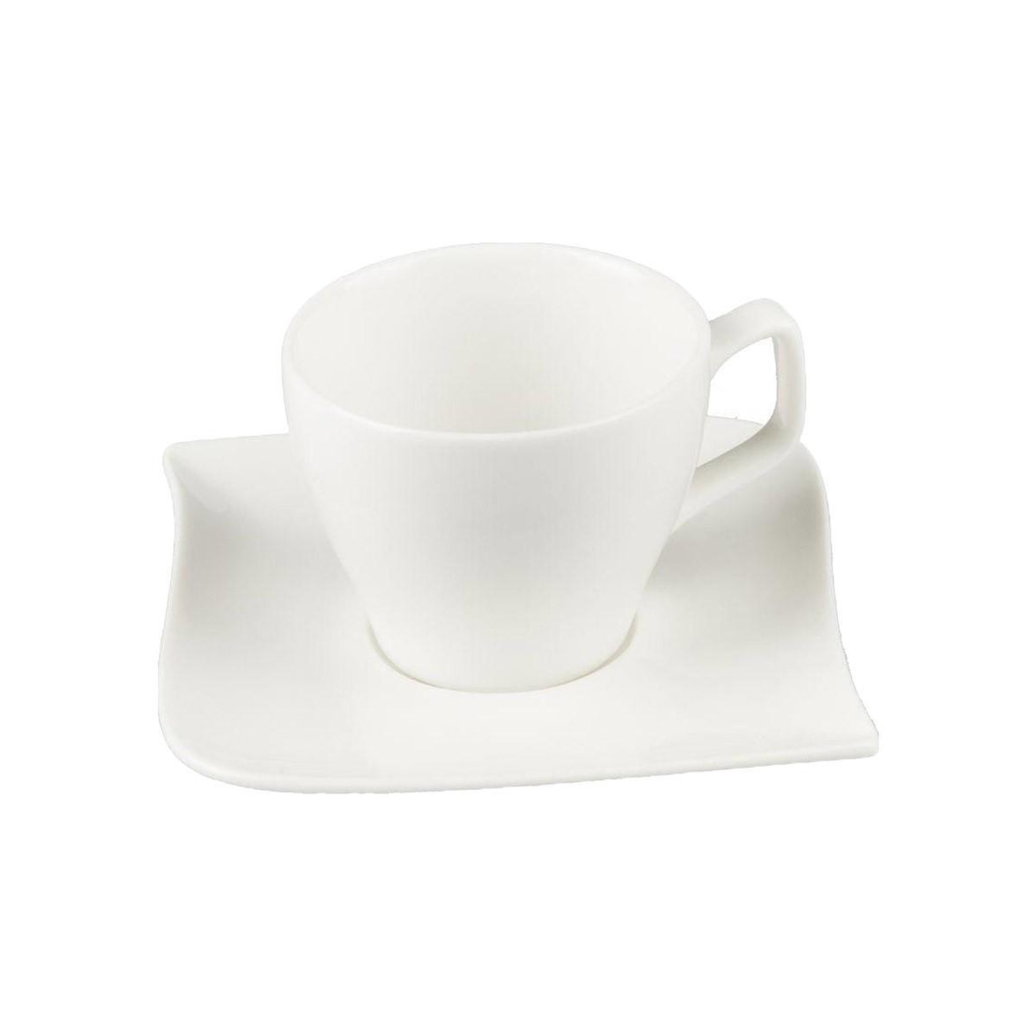 Voir la diapositive 2 : SECRET DE GOURMET Lot de 6 tasses à café & soucoupe  vague  12cm blanc