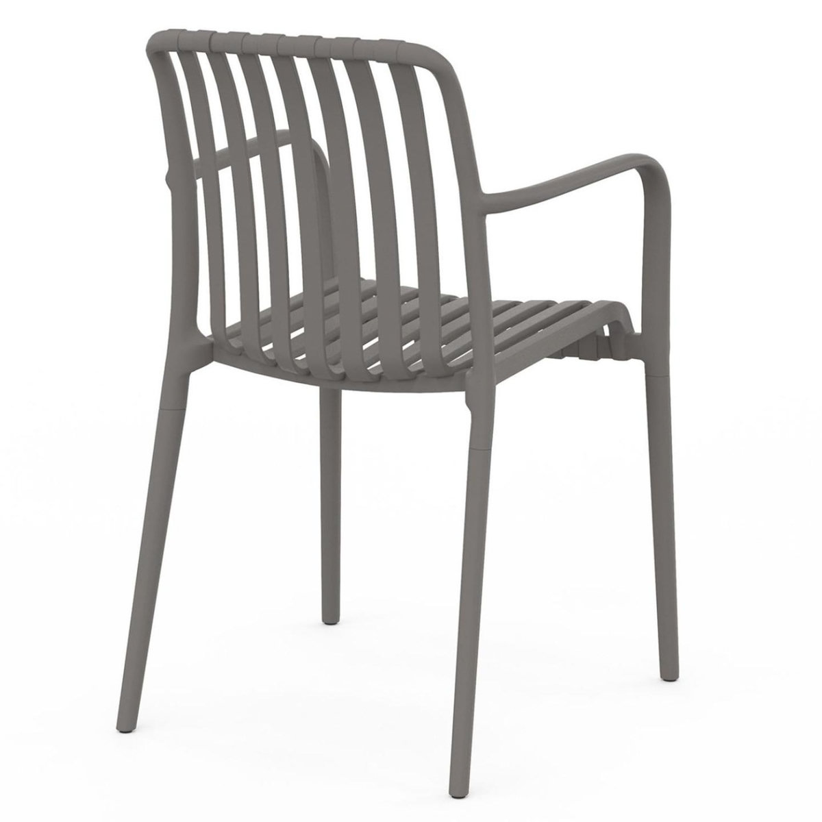ID MARKET Lot de 4 chaises de jardin empilables BILBAO en polypropylène gris anthracite